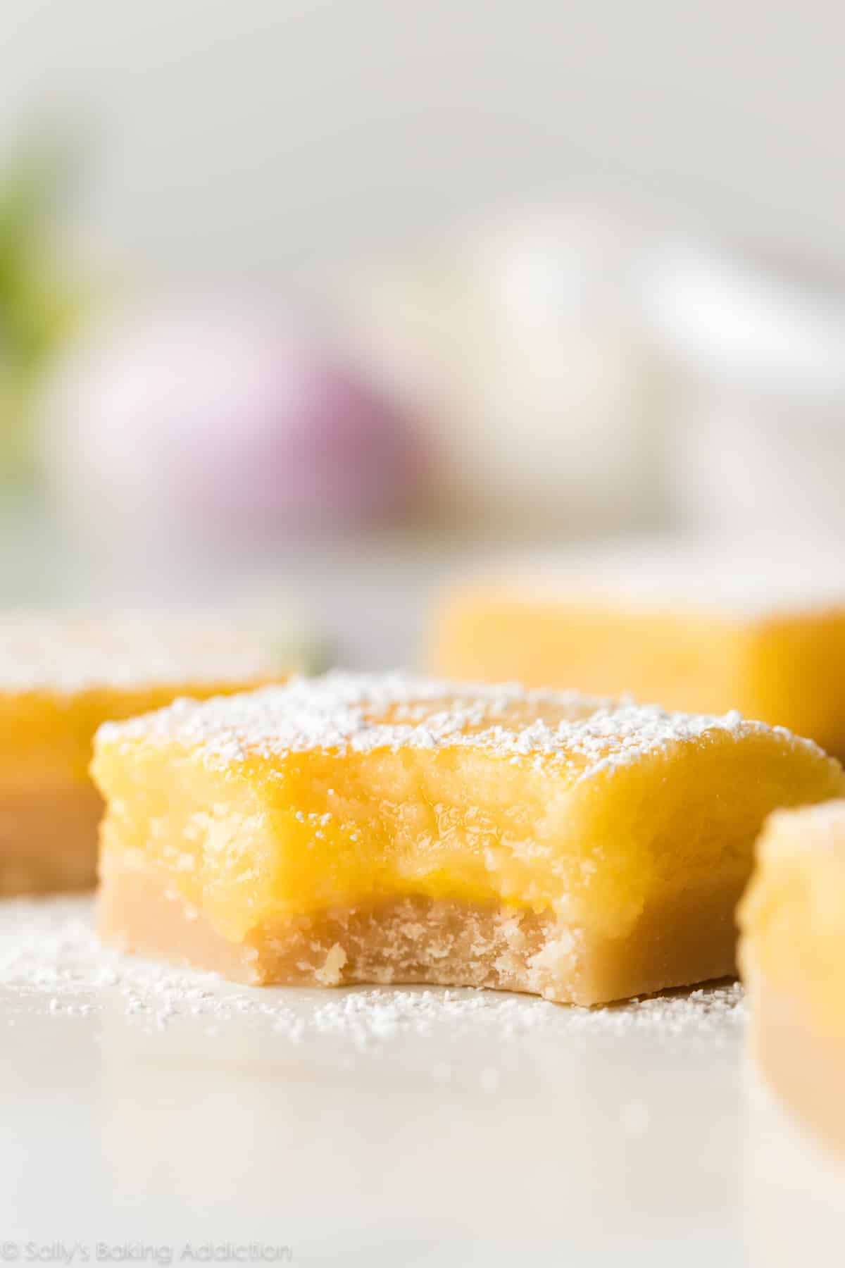 lemon bar with bite out